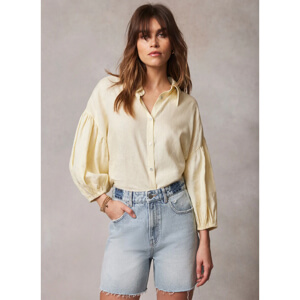 Mint Velvet Yellow Linen Puff Sleeve Shirt